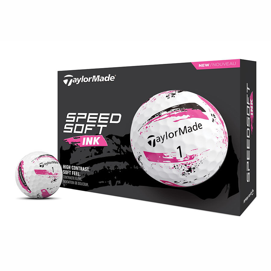 Taylormade SpeedSoft Ink Golf Balls - White/Pink Taylormade SpeedSoft Ink Golf Balls - White/Pink