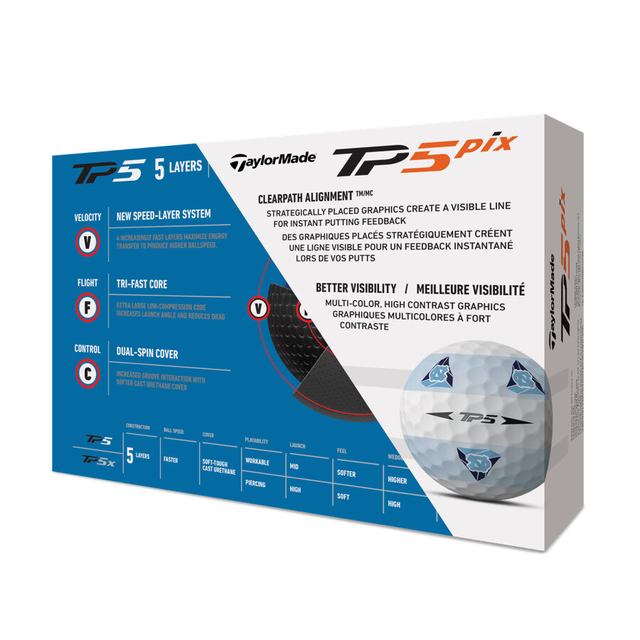 North Carolina Tar Heels TP5 pix Golf Balls | TaylorMade