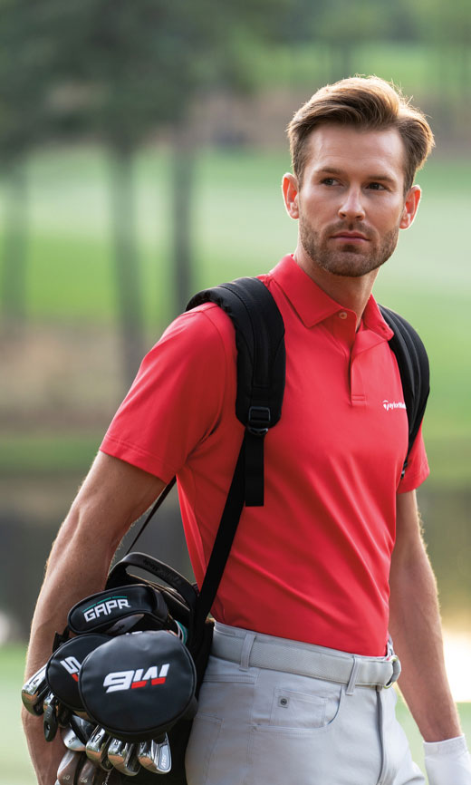 Model with golf bag shot